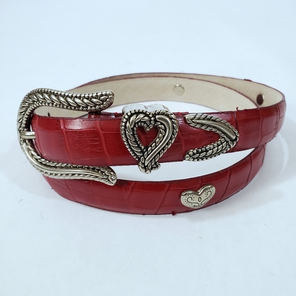 Accessories - Red Leather Heart Buckle Belt